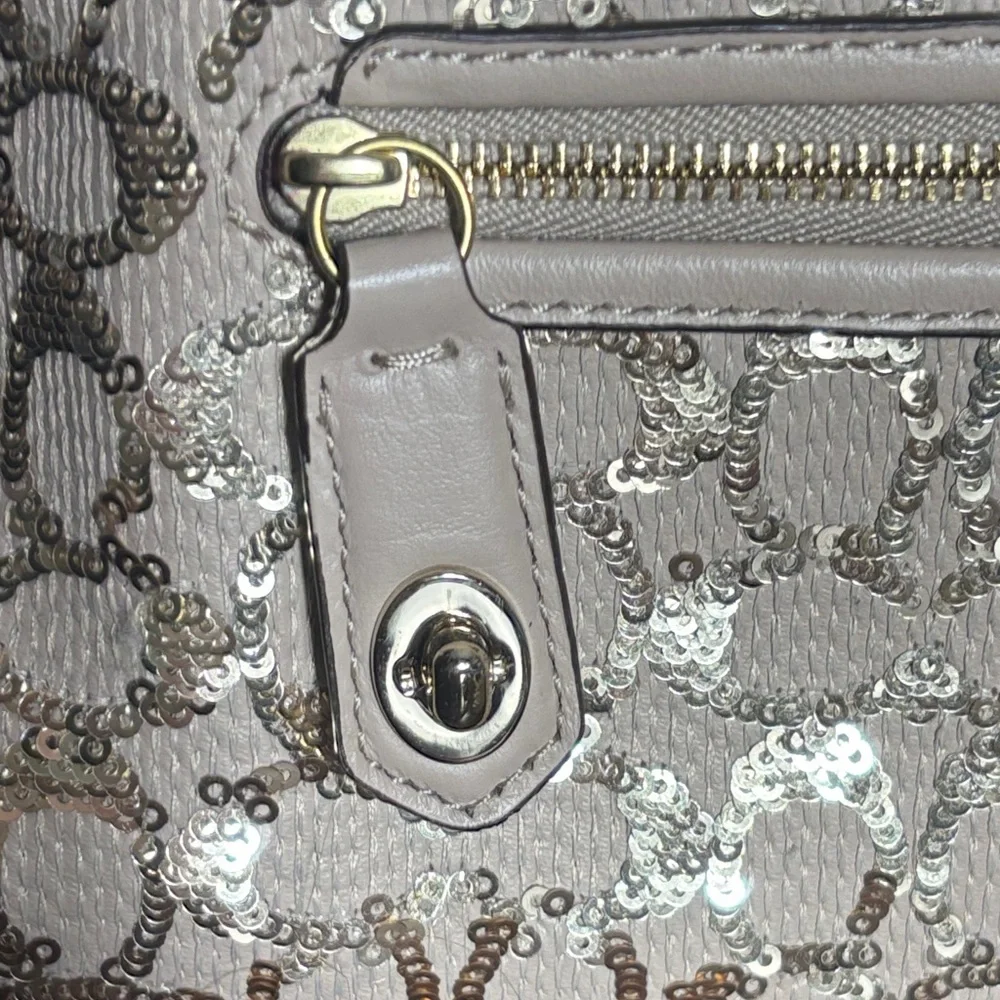 Coach Poppy 2013 East/West Satchel/Crossbody in Sequin w Satin Purple Inside - Picture 12 of 16